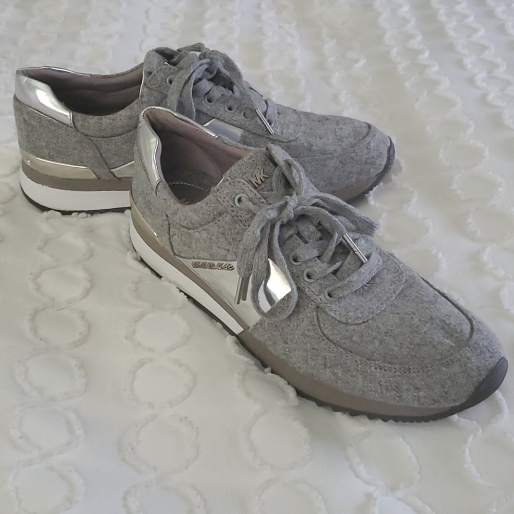 Michael Kors Silver sneakers- Size 10.